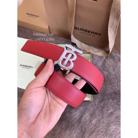 Burberry Fashion Calf Silver Buckle 35mm Belts For Women Red