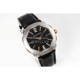 Bvlgari Octo Roma 41mm Dial Leather Strap Watch For Men Black