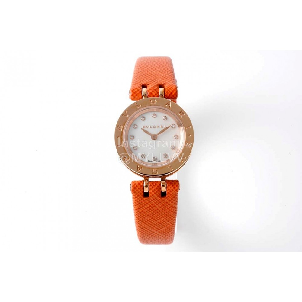 Bvlgari B.Zero 1 Cowhide Strap 23mm Dial Watch Orange