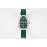 Bvlgari Serpenti Cowhide Strap Diamond Watch Green