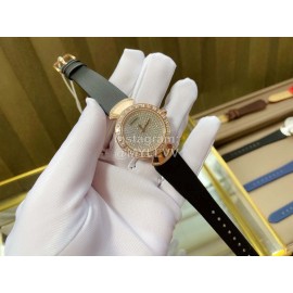 Bvlgari 36mm Diamond Gold Dial Soft Strap Watch For Women