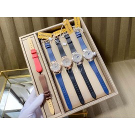 Bvlgari 36mm Diamond Gold Dial Soft Strap Watch For Women Blue