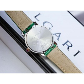 Bvlgari Tubogas Aventurine Diamond Leather Strap Watch