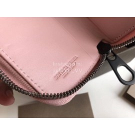 Bottega Veneta New Braided Cowhide Double Zipper Key Pack Coin Purse Pink 120746