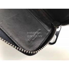 Bottega Veneta New Braided Cowhide Double Zipper Key Pack Coin Purse Black 120746