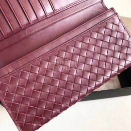 Bottega Veneta Classic Long Folding Cowhide Wallet Purplish Red