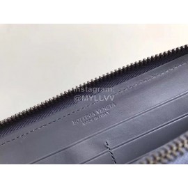 Bottega Veneta Classic Long Soft Leather Zipper Wallet Gray 114076