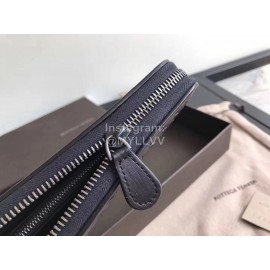 Bottega Veneta Classic Long Soft Leather Zipper Wallet Black 114076