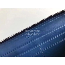 Bottega Veneta Classic Long Soft Leather Zipper Wallet Blue 114076