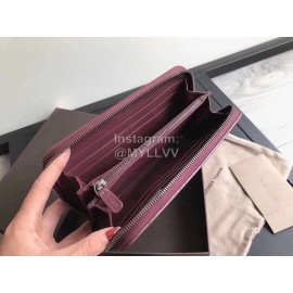 Bottega Veneta Classic Long Soft Leather Zipper Wallet Purplish Red 114076