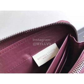 Bottega Veneta Classic Long Soft Leather Zipper Wallet Purplish Red 114076