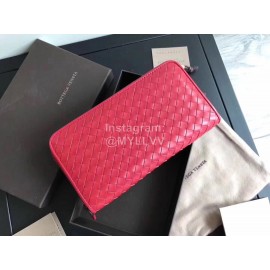 Bottega Veneta Classic Long Soft Leather Zipper Wallet Red 114076