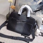 Bottega Veneta New Braided Leather Hand-Held Briefcase Crossbody Bag For Men Black