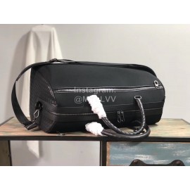 Bottega Veneta Leather Nylon Woven Large Travel Bag Black