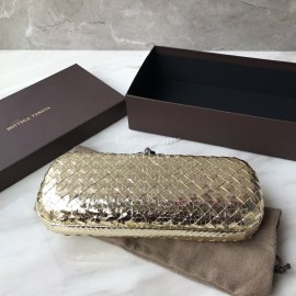 Bottega Veneta Fashionable Cowhide Knitting Party Bag Gold