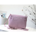 Bottega Veneta Fashionable Sheepskin Woven Messenger Bag Pink