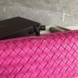 Bottega Veneta Fashionable Sheepskin Woven Hand Bag For Women Rose Red