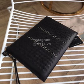 Bottega Veneta Leather Woven Ultrathin Handbag For Men Black