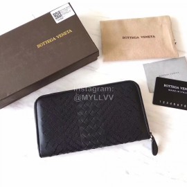 Bottega Veneta New Classic Woven Zipper Wallet Black