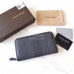 Bottega Veneta New Classic Woven Zipper Wallet Gray