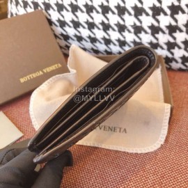 Bottega Veneta Fashion Color Matching Woven Cowhide Short Wallet Blue