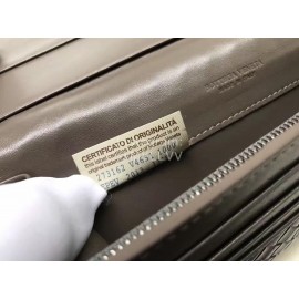 Bottega Veneta Simple Cowhide Woven Long Two Fold Wallet For Men Brown