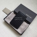 Bottega Veneta Simple Cowhide Woven Two Fold Wallet For Men
