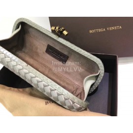 Bottega Veneta Fashion Cowhide Knitting Butterfly Hardware Evening Bag Gray