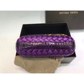 Bottega Veneta Cowhide Knitting Butterfly Hardware Evening Bag Purple