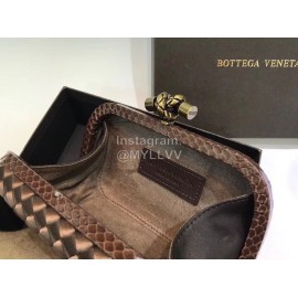 Bottega Veneta Cowhide Knitting Butterfly Hardware Evening Bag Brown
