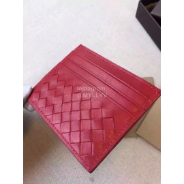 Bottega Veneta Simple Cowhide Woven Card Bag Red