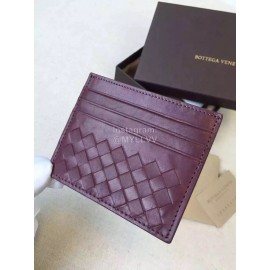 Bottega Veneta Simple Cowhide Woven Card Bag Purple