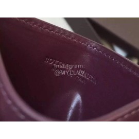 Bottega Veneta Simple Cowhide Woven Card Bag Purple