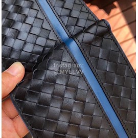 Bottega Veneta New Cowhide Woven Short Two Fold Wallet Blue 110915 