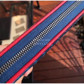 Bottega Veneta Classic Cowhide Woven Long Zipper Wallet Red 114076