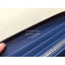 Bottega Veneta Fashion Woven Leather Long Zipper Purse Blue 114076