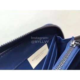 Bottega Veneta Fashion Woven Leather Long Zipper Purse Blue 114076
