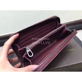 Bottega Veneta Fashion Woven Leather Long Zipper Purse Purple 114076