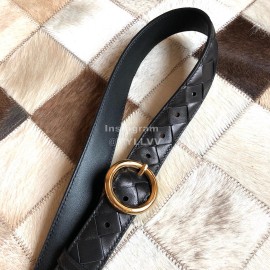 Bv New Woven Sheepskin Pin Buckle 30mm Belts For Women Black