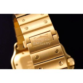 Cartier Santos Series Square Dial Steel Strap Watch Gold