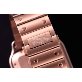 Cartier Santos Series Square Dial Steel Strap Watch Rose Gold