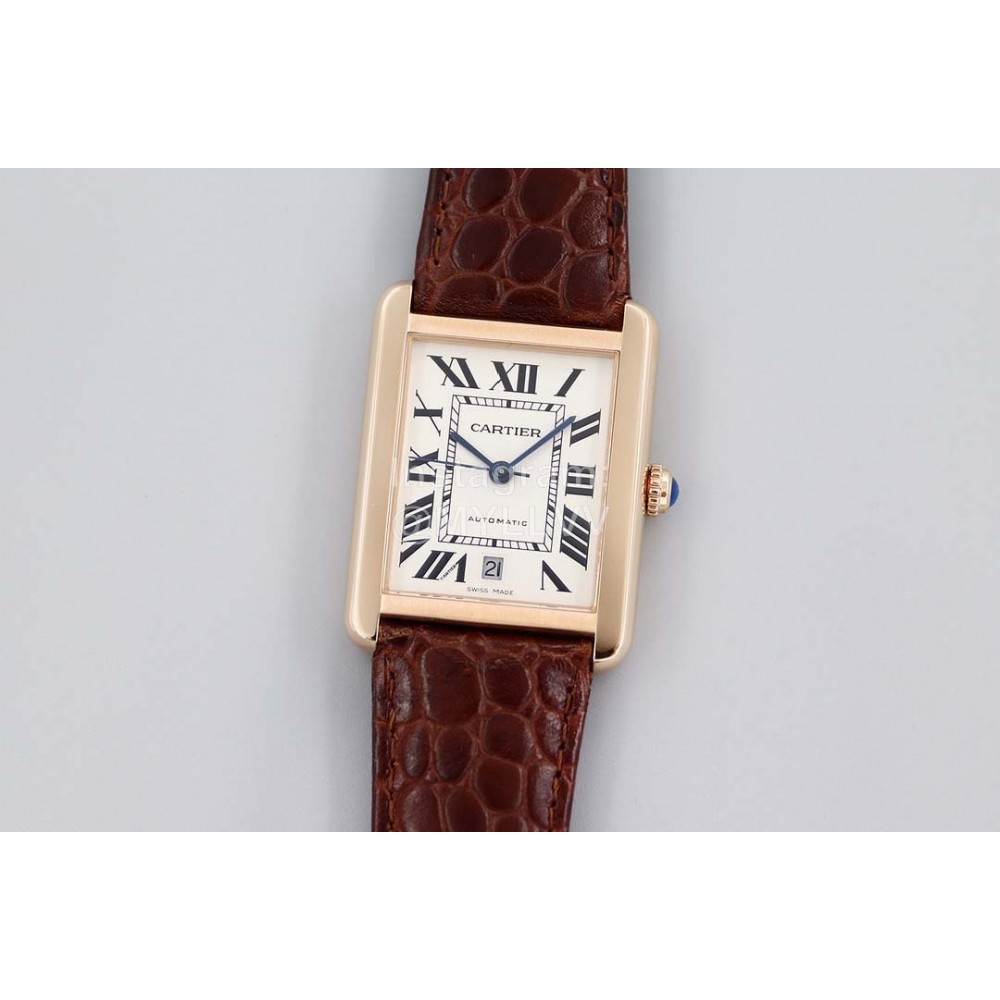Cartier Tw Factory Square Dial Mechanical Watch For Men Brown