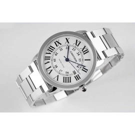Cartier Waterproof Roman Digital Time Scale Steel Belt Watch White
