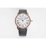 Cartier Waterproof Roman Digital Time Scale Leather Strap Watch Black