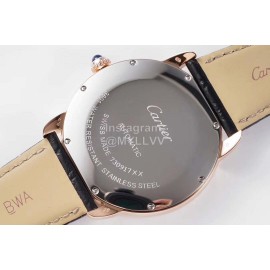 Cartier Waterproof Roman Digital Time Scale Leather Strap Watch Black