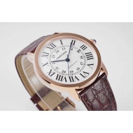 Cartier Waterproof Roman Digital Time Scale Leather Strap Watch 