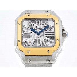 Cartier Square Hollow Dial Steel Strap Watch Gold