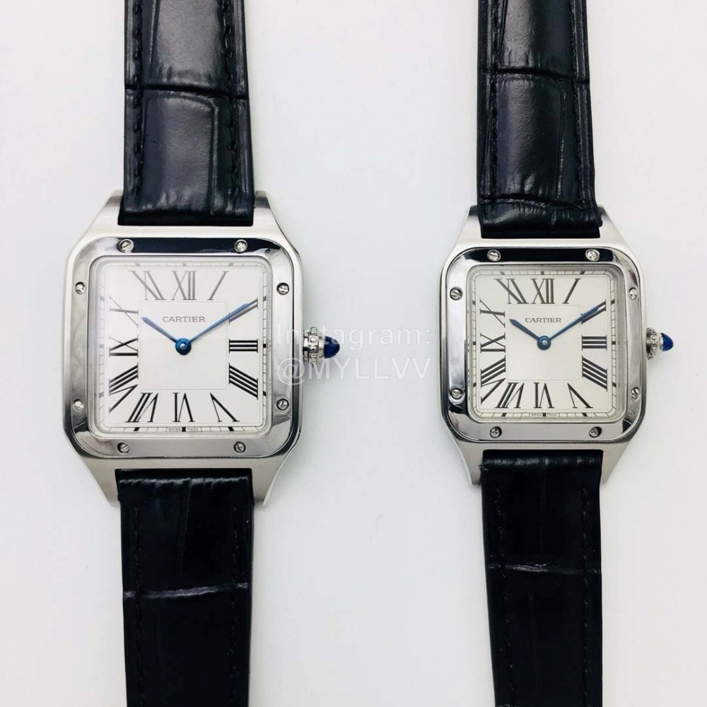 Cartier Santos-Dumont Square Dial Watch Silver For Men And Women Wssa0022