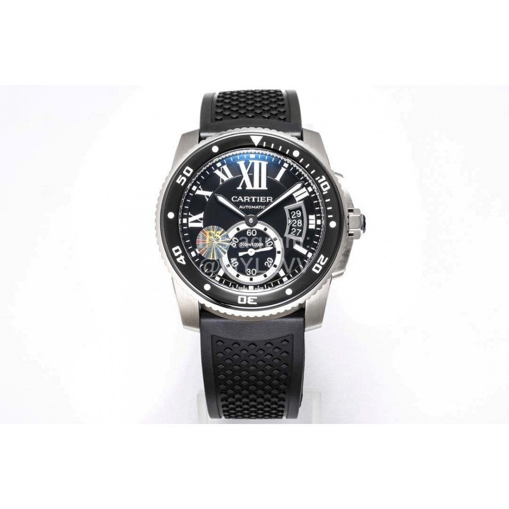 Calibre De Cartier Luminous Calendar Waterproof Mechanical Watch Black