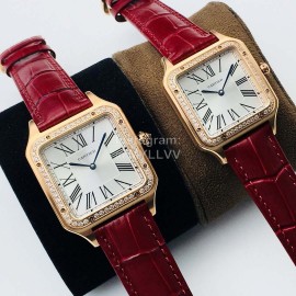 Cartier Uu Factory Santos-Dumont Square Dial Watch Red
